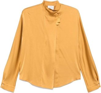 Forte_Forte Overhemden, Dames, Geel, XS, Amber Yellow High Neck Shirt