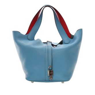Herm&egrave;s Pre-owned Womens Clemence And Swift Picotin Lock 22 Eclat - Light Blue Leather - One Size