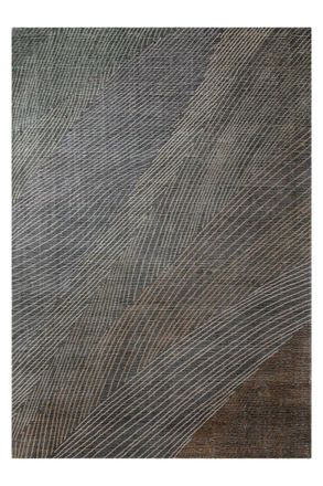 Wecon Home Alfombra de lana y viscosa hecha a mano gris/marr&oacute;n, 160x230