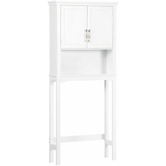 Kleankin Mueble Sobre Inodoro Armario Alto Para Lavadora Con 2 Puertas Balda Ajustable Interior Y 1 Estante De Almacenaje Para Ba&ntilde;o Wc Carga 30kg 71x20,5x165cm