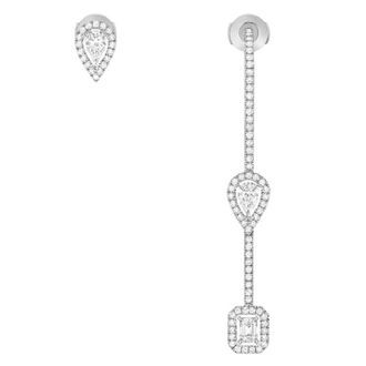 Messika My Twin Hook and Stud White Gold Diamond Earrings