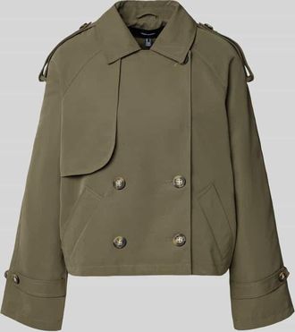 Vero Moda Boxy Fit Trenchcoat mit doppelreihiger Knopfleiste Modell CHLOE in Khaki, Gr&ouml;&szlig;e XL