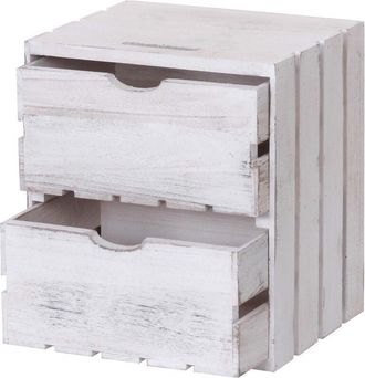 Hhg Comodino cassettiera 515 serie Vintage 2 cassetti, bianco