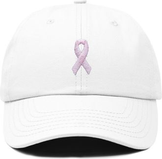 Dalix Pink Ribbon Dad Cap in White at Nordstrom