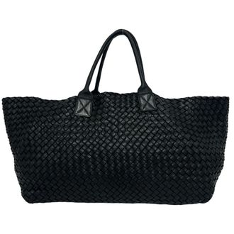 Bottega Veneta Black Leather Handbag Pouch Tote Bag (Pre-Owned)