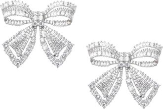 Self Portrait Crystal Bow Earrings - Dames - Oorbellen - Grijs - ONE Size - Accessoires