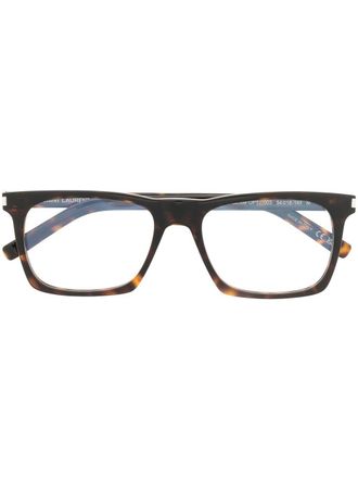 Saint Laurent Eyewear tortoise-shell square frames - unisex - Acetate - 54 - Brown