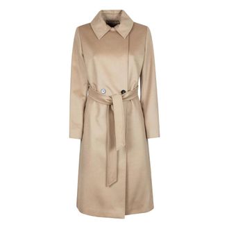 Max Mara Belted Coats, female, Beige, Size: 3XS Wool Blend Coat