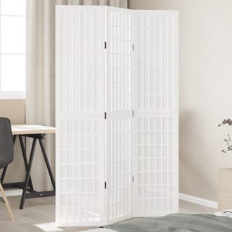 Berkfield Home Room Divider 3 Panels White Solid Wood Paulownia