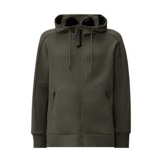 C.P. Company Zip-throughs, male, Gray, Size: 2XL Diagonal Raised Fleece Goggle Sweatshirt