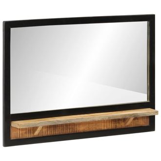 vidaXL Espejo Con Estantes Madera Maciza De Mango Y Vidrio 80x8x55 Cm Vidaxl