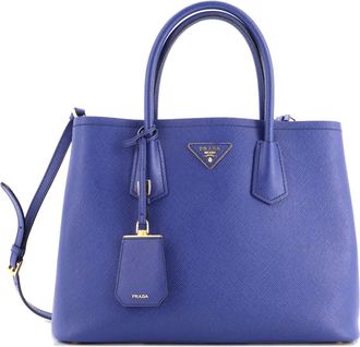 Prada Cuir Double Saffiano Leather Medium tote bag - Blue