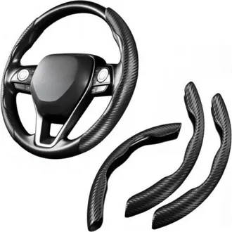 OEM Funda Segmentada De Cuero Y Fibra De Carbono Para Volante, 3 Piezas, Moderna, Antideslizante, C&oacute;moda, Universal, Transpirable (negra)