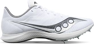 Saucony Womens Velocity Mp Track Spike Shoes In White Silver