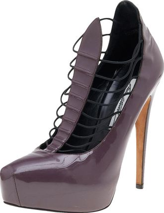 Brian Atwood Mauve Patent Leather Cage Platform Pumps