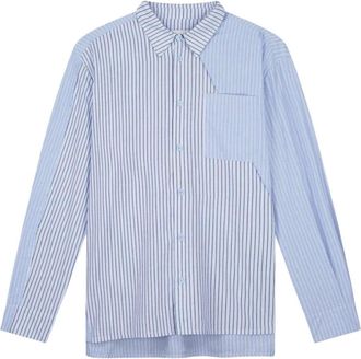 Arte Asymmetrisch Gestreept Shirt - Heren - Casual Overhemden - Blauw - M - Katoen - Overhemden