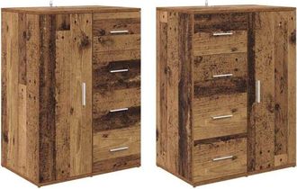 vidaXL Sideboards with Drawer Corona 2 pcs Old Wood 59 x 39 x 80 cm vidaXL
