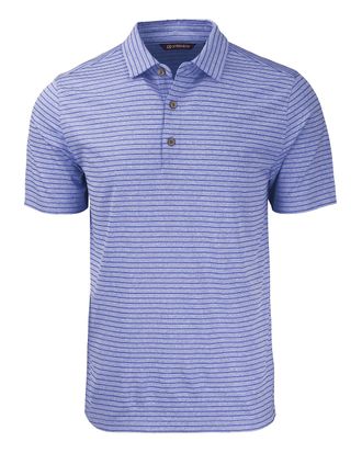 Cutter & Buck Mens Forge Eco Stripe Stretch Recycled Big & Tall Polo Shirt, Tour Blue Heather, 4X