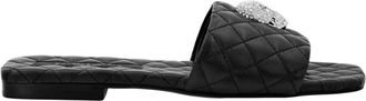Philipp Plein Skull-embellished Quilted Leather Slides - Dames - Sandalen - Zwart - 35 EU - Leer - Schoenen
