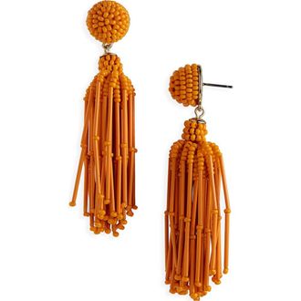 Carolina Herrera Beaded Tassel Drop Earrings in Tiger Lily at Nordstrom
