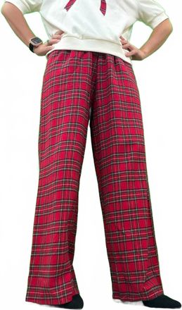 She + Sky Woven Long Pants In Red Plaid