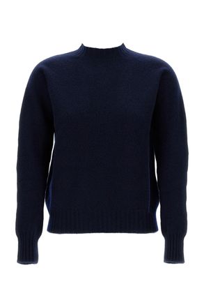 Drumohr Blue Plain Wool Crewneck Sweater