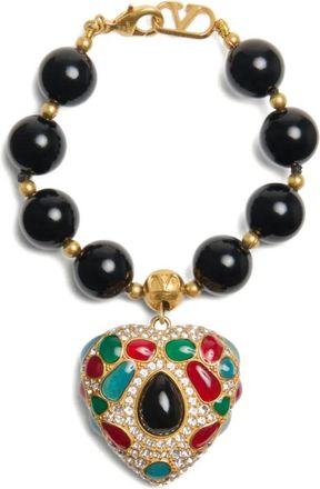 Valentino Garavani Coeur Royal bracelet - women - Gold Plated Brass/Swarovski Crystal/Enamel - M