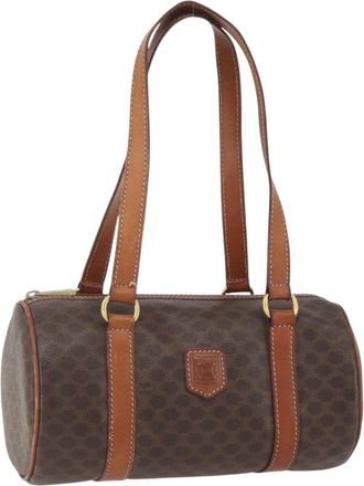 Celine Vintage Macadam Handbag Canvas And Leather Brown Canvas Handbag (Pre-Owned)