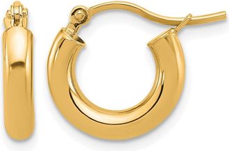 Diamond2Deal 14k Gold Polished 3mm Polished Hoop Earrings