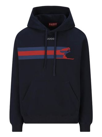 Gucci drawstring logo hoodie - Blauw