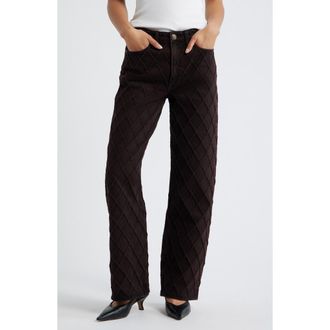 Rag & Bone Logan Mid Rise Wide Leg Quilted Jeans in Quilted Burgundy at Nordstrom, Size 28
