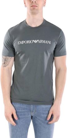 Emporio Armani Pima-jersey T-shirt met logo-opdruk - Heren - T-shirts - Blauw - M - Katoen - Tops