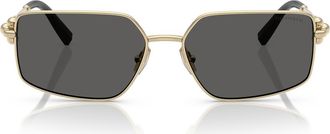 Tiffany & Co. 58mm Rectangular Sunglasses in Pale Gold /Dark Grey at Nordstrom