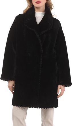 Gorski Reversible Genuine Shearling Jacket with Embroiderd Trim in Black/black at Nordstrom, Size X-Large