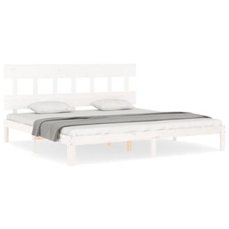 Berkfield Home Bed Frame with Headboard White 200x200 cm Solid Wood