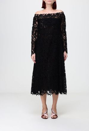 Fendi Abito midi in pizzo con silhouette A-line e scollo dritto
