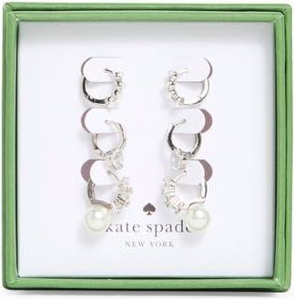 Kate Spade New York set of 3 assorted mini hoop earrings in Cream/Silver at Nordstrom Rack