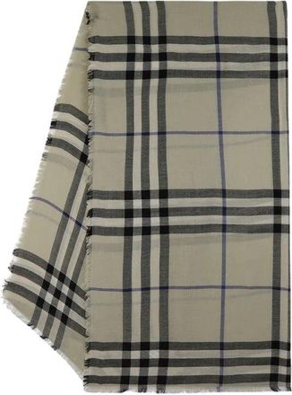 Burberry Neutraal Wol Check Sjaal - unisex - Wintersjaals - Veelkleurig - ONE Size - Wol - Accessoires