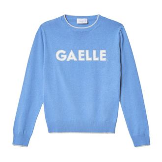 Ga&euml;lle Paris Logo lurex pullover voor dames - Dames - Ronde hals truien - Blauw - S - Katoen - Truien & Vesten