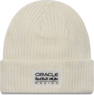 New Era Red Bull Racing F1 Team, Official 2025 Merchandise, Repreve, Cream, Short Cuff Knit Beanie Hat