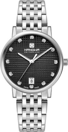 Hanowa Rivera Quartz Crystal Black Dial Ladies Watch HAWLH2200501