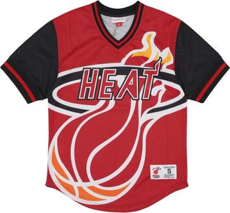 Mitchell & Ness Miami Heat Mesh V-neck Jersey - Heren - Fitness - Veelkleurig - XL - Polyester - Fitness
