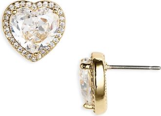 Kate Spade New York pavé heart stud earrings in Clear/Gold at Nordstrom Rack