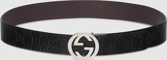 Gucci Reversible Belt With Interlocking G Buckle, Size 85