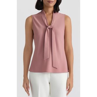 Kasper Sleeveless Tie Front Top in Tearose at Nordstrom, Size X-Small