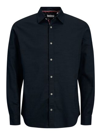 Jack & Jones Langarmhemd JACK & JONES JJPIERRE SLUB DETAIL SHIRT LS, Herren, Gr. S, N-Gr, blau (sky captain), Web, Obermaterial: 100% Baumwolle, unifarben, relaxed