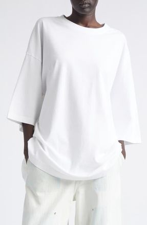 Haikure Gabrielle Oversize Open Back Cotton T-Shirt in Optical White at Nordstrom, Size Medium