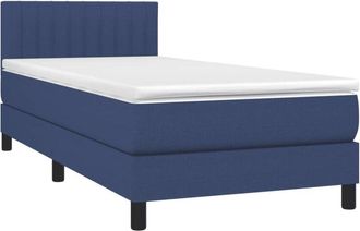 vidaXL Cama Box Spring Con Colch&oacute;n Tela Azul 100x200 Cm Vidaxl