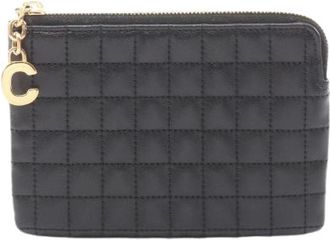 Celine Pre-owned Coin Card Pouch Leather Coin Case - Dames - Vintage Clutch - Zwart - ONE Size - Leer - Vintage
