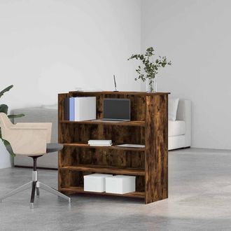 Berkfield Home Reception Desk Smoked Oak 100x50x103.5 cm Engineered Wood in Brown
